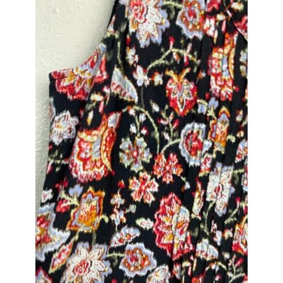 J. Jill Pleated Shift Floral Womens Size XS Black Multicolor whimsical Boho Pock - Picture 10 of 12